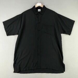 Happy Bay Camp Shirt Mens Medium Black Blank Short Sleeve Aloha Hawaii Button Up